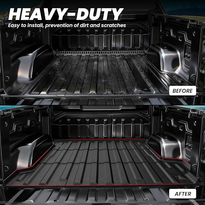 LASFIT Truck Bed Mat for Chevrolet Chevy Silverado EV 2024-2026 5.9FT Only (Fit Without Multi-Flex Midgate, Not Fit with Multi-Flex Midgate) Bed Liner Custom Fit, All Weather TPE Cargo Trunk Liner