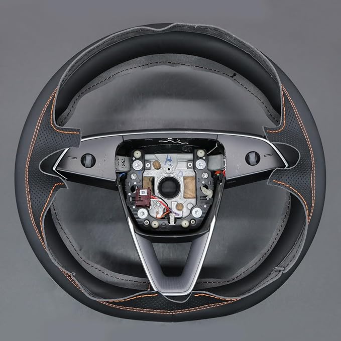 MEWANT Hand Sewn Steering Wheel Cover for Tesla Model Y Juniper Tesla Model 3 Highland 2025 DIY Steering Wheel Wrap