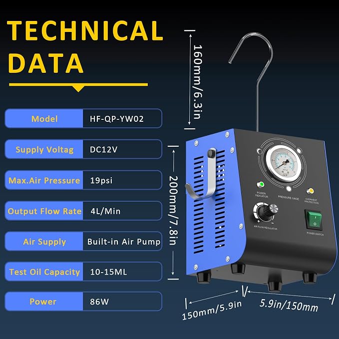 Automotive Smoke Machine, Upgraded 19PSI Leak Detector Unit Kit Dual Mode Built-in Air Pump DC12V EVAP Vacuum Exhaust Leak Diagnostic Tester Tool for All Vehicle Pipe Systems, ATV, Boat