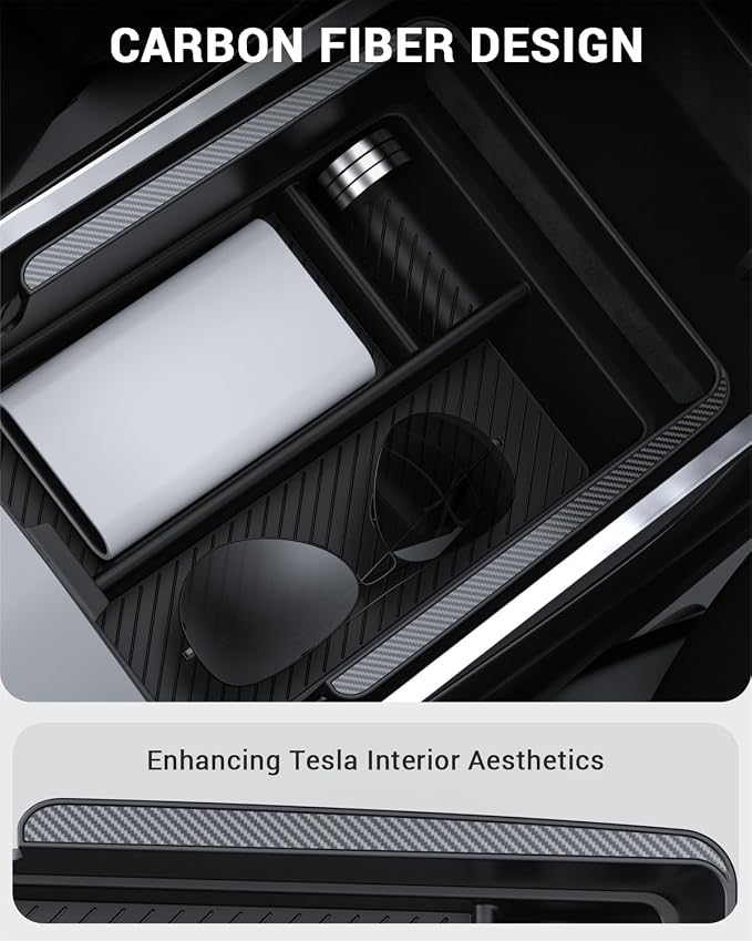 BASENOR Tesla Model Y Armrest Console Organizer and Lower Center Console Organizer