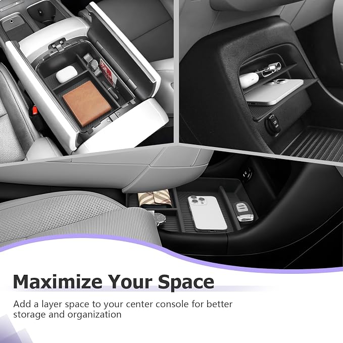 LUWU Center Console Organizer Compatible with 2026 Hyundai Palisade Calligraphy Accessories Palisade Armrest Console Organizer & Under Screen Storage Tray & Lower Storage Tray 4PCS (ONLY for 7-Seat)