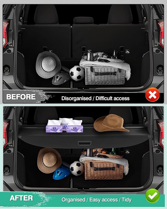 Powerty Cargo Cover for 2018-2024 Nissan Kicks Accessories Trunk Cover Retractable Trunk Shielding Shade Cargo Luggage Cover Withstand The Load
