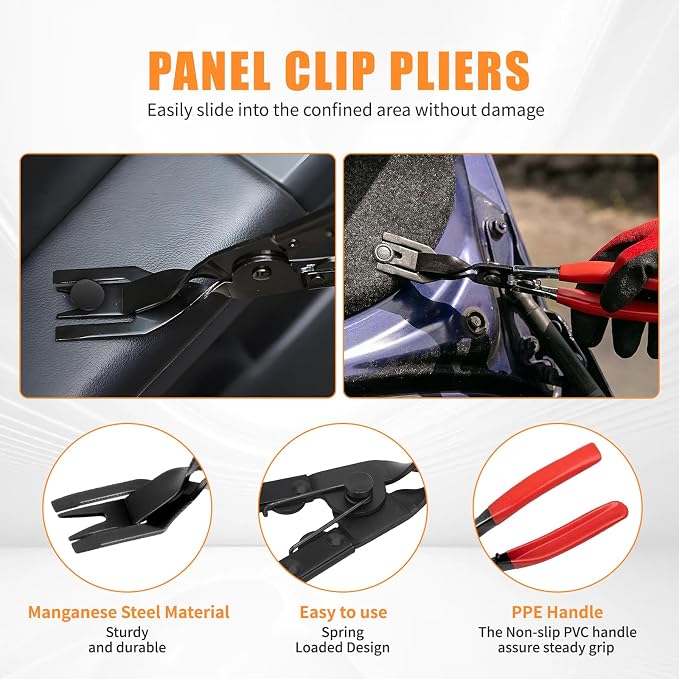 5PCS Automotive Electrical Disconnect Pliers Kit, Carbon Steel Connector & Clip Removal Tools, Hose Clamp Pliers set for Auto Repair