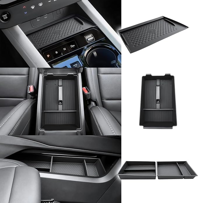 Murano Center Console Organizer for 2025 2026 Murano SL/SV/Platinum Accessories Armrest Storage Box, Lower Console Organizers, Wireless Charging Protective Mat 2025 2026 Murano Accessories 4PCS