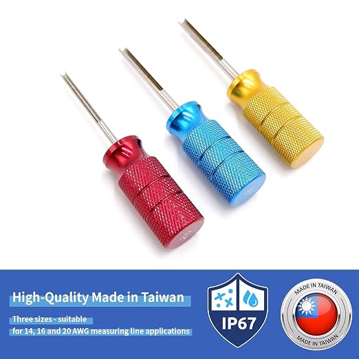 Deutsch Terminal Removal Key Tool, 14/16 / 20 AWG DT, DTM, DTP Terminal Release Tool Kit, 3 Pieces - Car Vehicle, Wiring Connector, Harness, Socket, Plugs, Pins, Mechanics