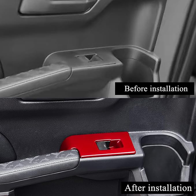 4Pcs Window Lift Cover for Toyota 4Runner 2025 2026 Interior Accessories (NOT Fit Tac0ma) Door Trim Cover Center Consoles ABS Decor Dark Red