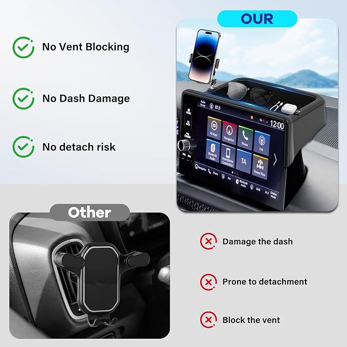 Car Phone Holder Fit for Honda CR-V HR-V 2023 2024 2025 2026 w/Dash Tray Storge Box Organizer-Cell Phone Mount for CRV HRV Accessories 7/9 inch Touch Screen 360 Degree Rotation