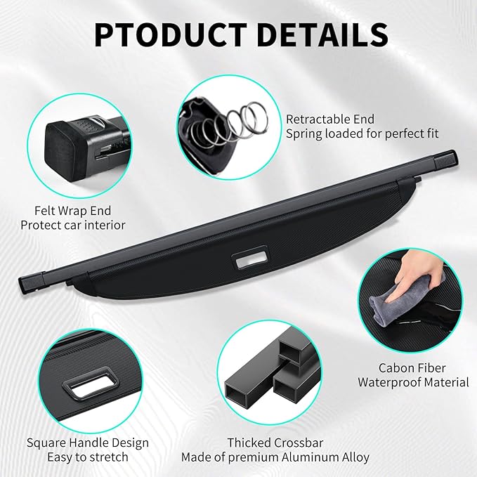 Cargo Trunk Cover fit for Hyundai Tucson 2025 2024 2023 2022 Accessories, Retractable Rear Luggage Security Shade Cover, Anti-Peeping Privacy Screen Protector, Carbon Fiber Texture