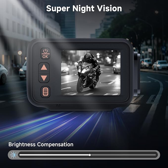 METEESER Motorcycle Front and Rear Dash Cam,2inch Touch Screen,1080P Motorbike Camera DVR Dashcam,G-Sensor,GPS,Loop Recording,DVR Waterproof,Wide Angle,Bluetooth5.0,32G TF,Dual Lens,Parking Monitor