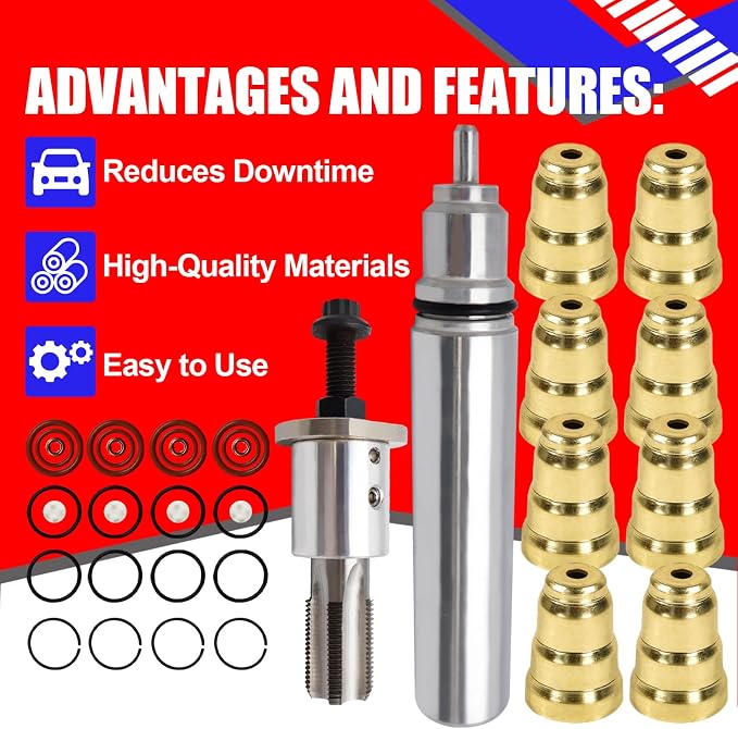 SMMS Injector Sleeve Cup Installation Removal Tool Kit for Ford Powerstroke 7.3L F250 F250 F350 F450 F550 E550 1994-2003 7.3L Removal Install Kit 2 With Oring Kits Without Brushes