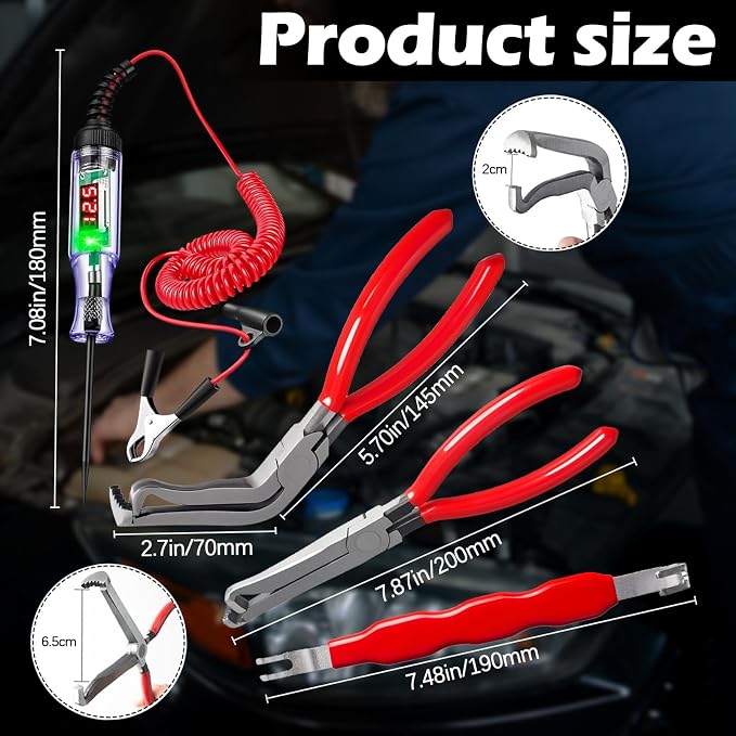 Electrical Disconnect Pliers Set – Automotive Electrical Tools & Connector Removal Tool Kit with Hose Clamp Pliers, Wire Terminal Separator, and Car Plug Connector