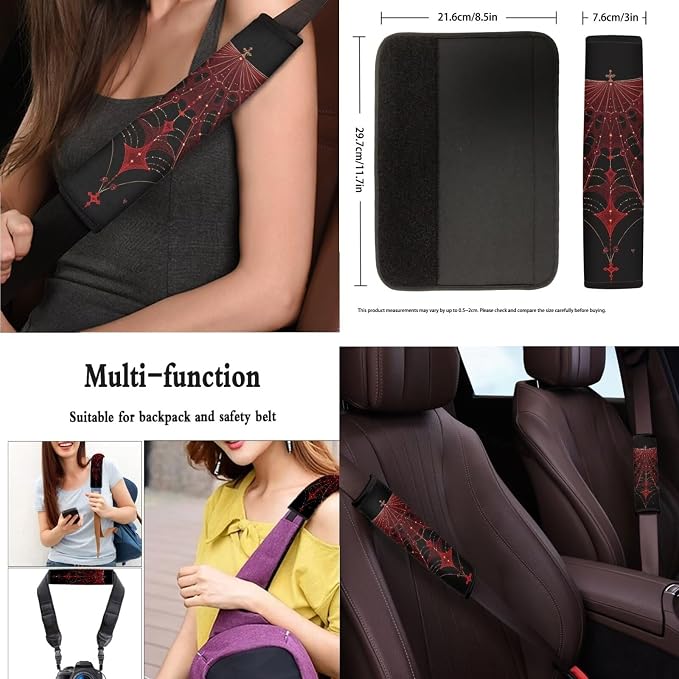 13 Pcs Gothic Spider Web Pattern Car Accessories Set Halloween Spider Web Painting Front and Rear Seat Protection Universal for SUV Truck Vans Sedans