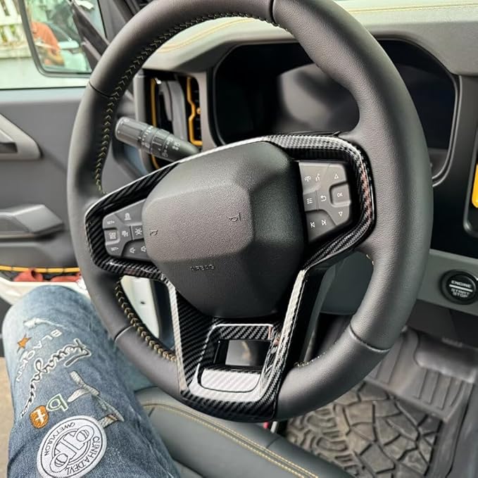 for Ford Bronco 2023 2024 2025 Wheel Steering Trim Panel Cover Trims ABS Carbon Fiber Pattern
