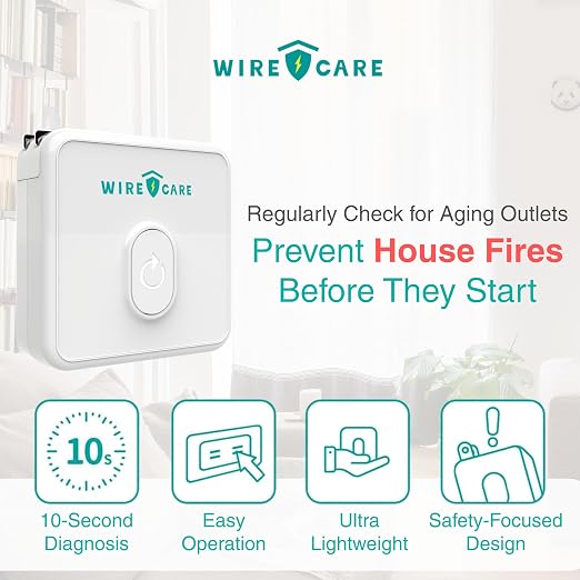 Brook Livin WireCare Outlet Tester – Plug-in Electrical Socket & Receptacle Tester with 3-Color LED Indicator, Resistance Check, Helps Identify Wiring Issues & Improve Home Safety