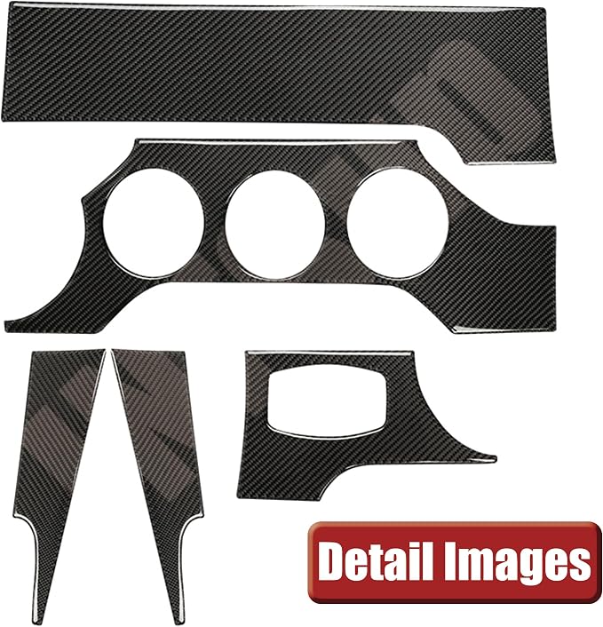 5-Piece Carbon Fiber Dashboard Instrument Panel Trim Cover Kit, 3K Real Carbon Fiber Sticker Overlays, Glossy Finish, Interior Decoration