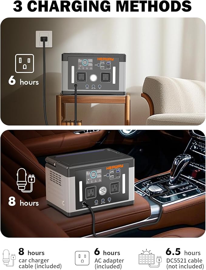Portable Power Station 700W, 577Wh Battery Solar Generator, Power Bank 110V/ Surge 1000W Pure Sine Wave 2 AC Outlets with PD 60W USB-C Fast Charging for CPAP Camping, Hurricane Emergency, RVs