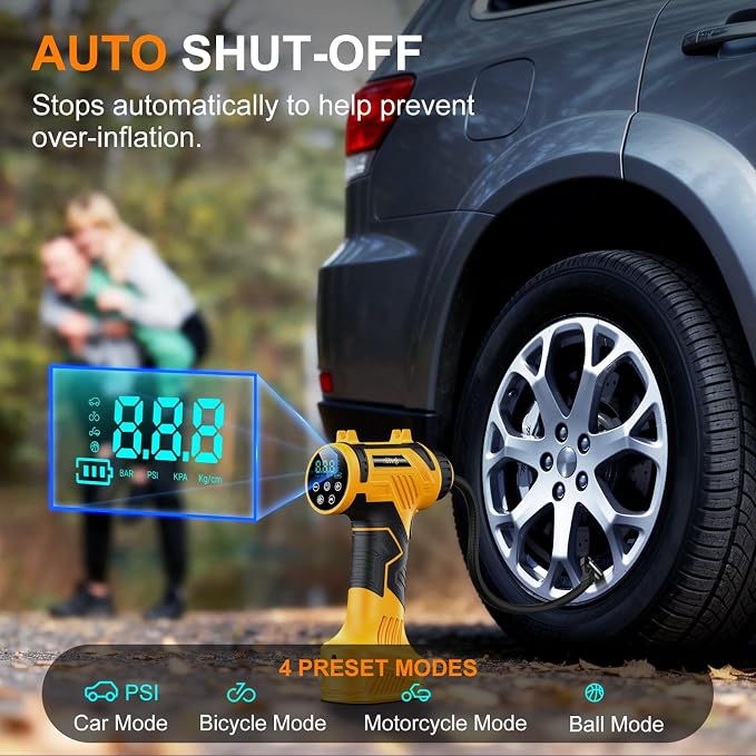 𝟗𝟔𝟎𝟎𝐦𝐀𝐡 Tire Inflator Portable Air Compressor - Corded/Cordless Tire Inflator - 𝐁𝐚𝐭𝐭𝐞𝐫𝐲 & 12V DC, Faster Inflation Handheld Air Compressor, 160PSI Air Pump for Car, SUV, Motorcycle, Bike