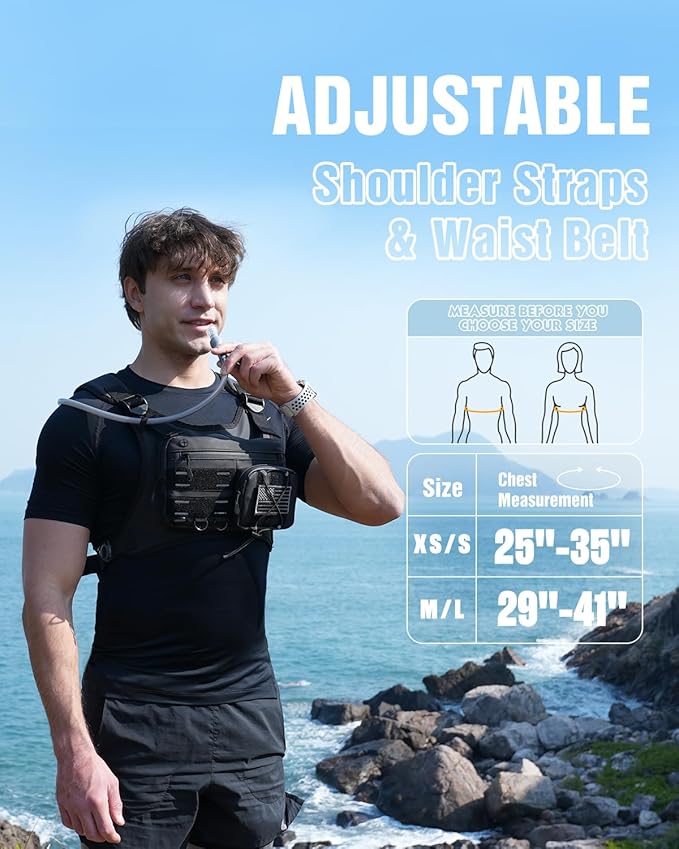 Zelvot Running Vest with 2L Water Bladder, Hydration Backpack, U.S. Design Patent, Lightweight Hydration Pack with Gear Holder, Reflective Chest Pack for Men Women