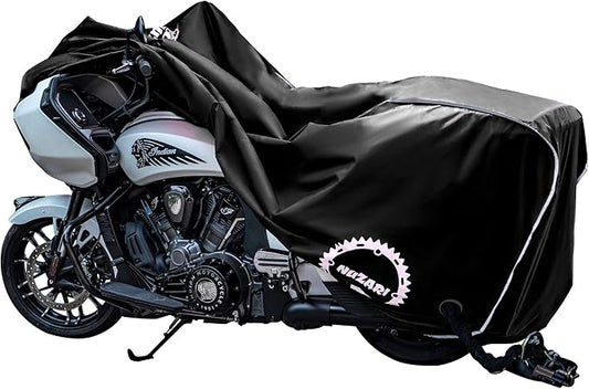 Nuzari Heavy Duty Motorcycle Cover - Motorcycle Covers Waterproof Outdoor Storage - Motorcycle Cover Waterproof Outdoor - Dirt Bike Covers (Black, Extra Large)