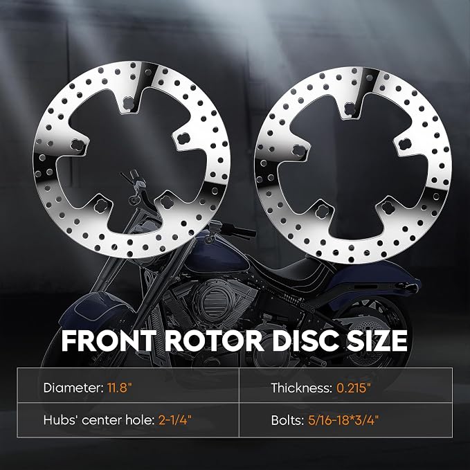 11.8" Polished Front Brake Disc Rotor Fit for Harley Davidson Touring, for Road King/Street Glide/Road Glide/Electra Glide/Tour Glide/Ultra Limited 2015-2022;Replace for 41500017-2 PCS