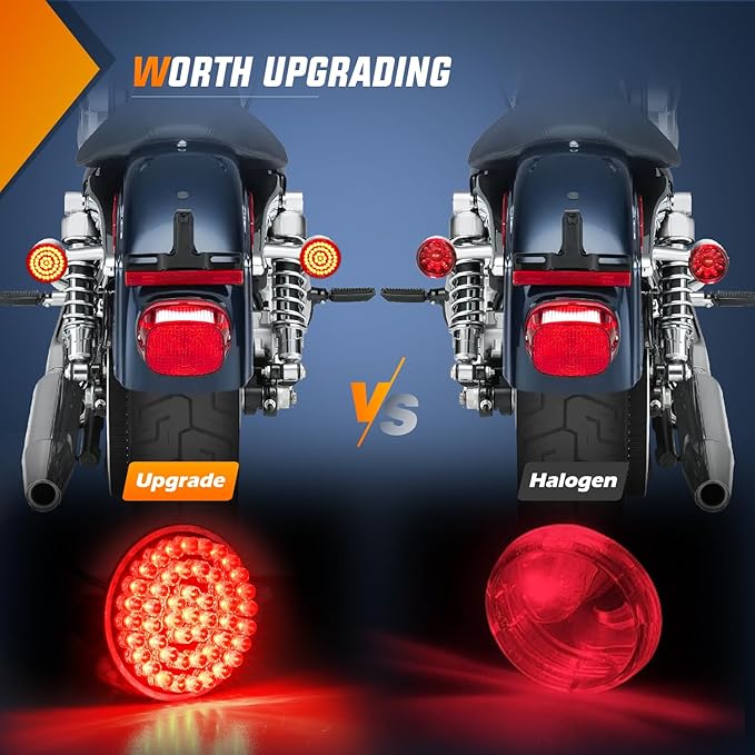 Nilight LED Turn Signal Rear Brake Running Lights 1157 Double Contacts Plug and Play for Harley Davidson Dyna Sportster Touring Street Glide Road King Iron 883