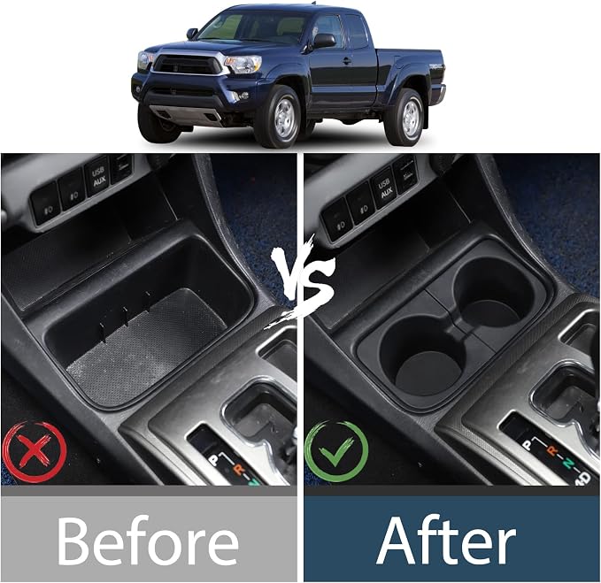 Car Central Control Tray Storage Box organizer Compatible with Toyota Tacoma 2006-2015 Center Console Gear Shift Side/Water cup holder Organizer， Storage Box Tray (Central control cup holder)