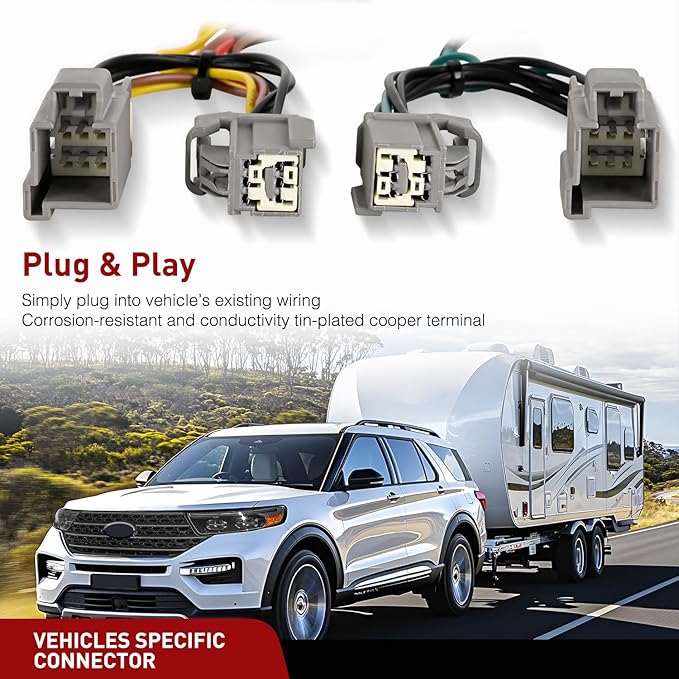 Nilight 4 Pin Trailer Wiring Harness Kit 56093 Vehicle Standard 4 Way Connector Custom with 2020 2021 2022 2023 2024 Ford Explorer 2011 2012 2013 2014 15 16 17 18 2019 Taurus 13-16 Lincoln MKS