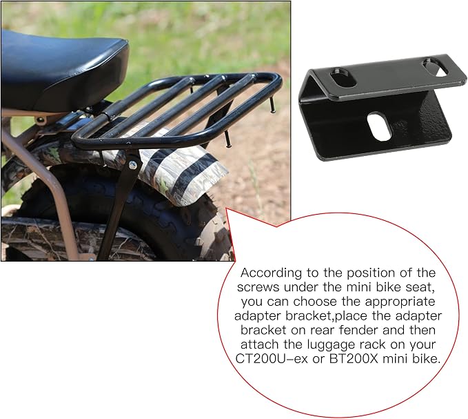 GREHUA Mini Bike Rear Cargo Rack Compatible with Coleman CT200U BT200X CT200U-EX CT200U-A Trail 200 Axis M200 Predator 212cc 196cc 6.5hp Minibike Off-Road Heavy Duty Back Parts w/Bracket Assembly Kit
