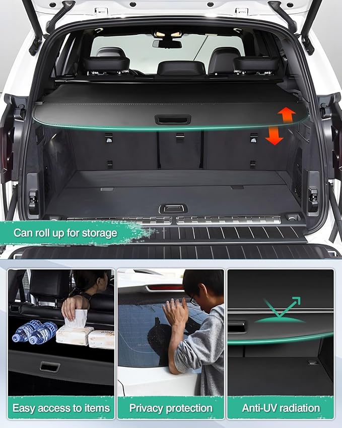 Powerty Cargo Cover for 2019-2025 2026 BMW X5 Trunk Cover Retractable Trunk Shielding Shade X5 Accessories Cargo Luggage Cover Black