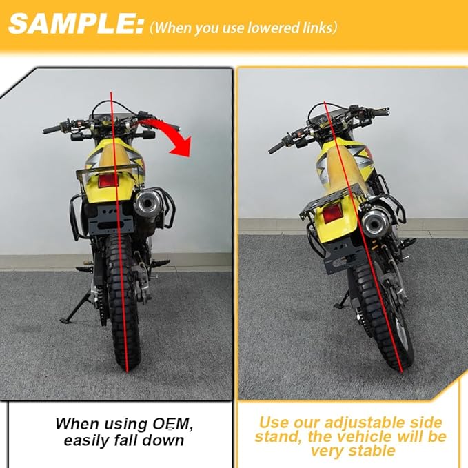 0-3'' Adjustable Kickstand Fit for Ninja 400 Ex400 18-24, Z400 19-24, NINJA e-1 ABS/Z e-1 ABS/Ninja 500/Z500 24-26 Motorcycle Sidestand