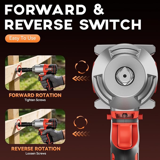 Cordless Impact Wrench, 996Ft-lbs (1350N.m) 1/2" Impact Driver, 21V Brushless Impact Gun, High Torque Impact Wrench with 2x4.0Ah Battery, Power Motor Variable Speeds for Car/Pickup Truck/Mower
