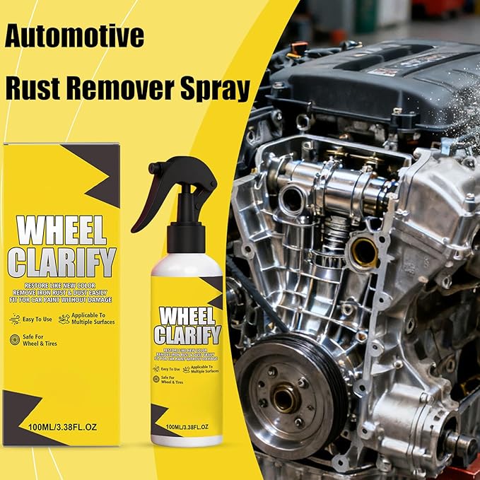 Automotive Rust Remover Spray, Car Wheel Clarify Rust Spray, Metal Parts Rust Removal, Multi Purpose Rust Removal and Rust Prevention Agent for Car Paint & Wheels Cleaning, Polishing and Care (2pcs)