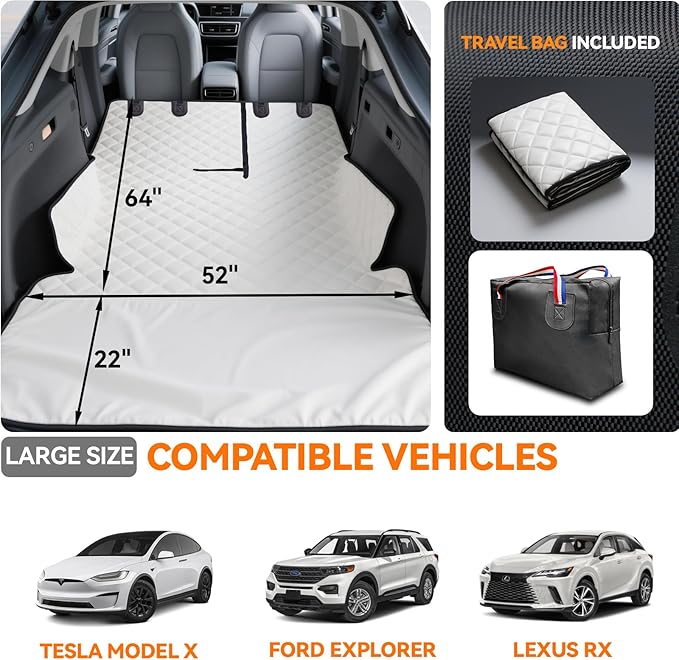 Heavy-Duty Leather SUV Cargo Liner for Fold Down Split Seats, Armrest Pass-Through Compatible, Pet-Friendly, Ideal for Dogs