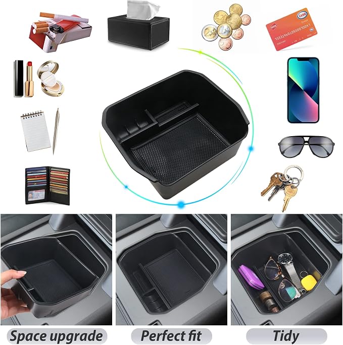 SKTU Compatible with 2020-2024 2025 Land Rover Defender Center Console Organizer 2023 2024 2025 Defender Accessories 2024 2025 Defender Console Tray Armrest Insert ABS Black Materials Storage Box