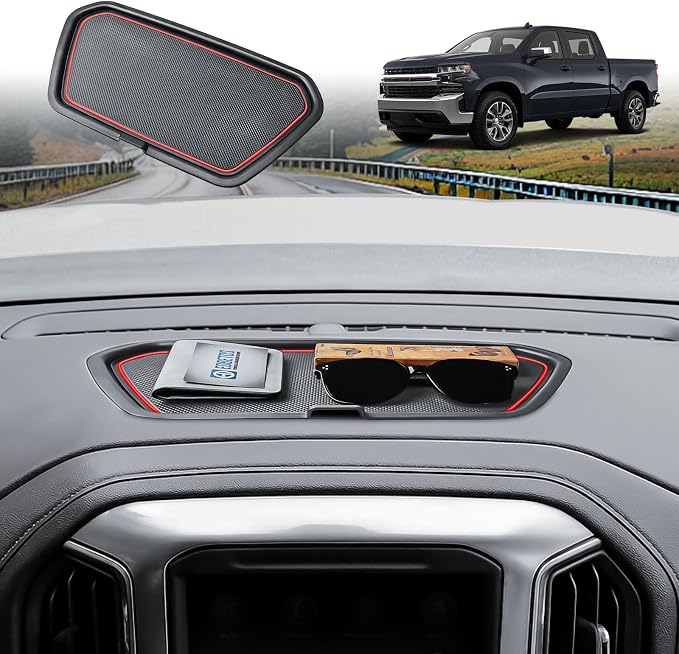 EDBETOS Red Dashboard Organizer and Center Console Organizer Tray for 2019-2022 Silverado/Sierra 1500 Full Console Bucket Seats Only, Also Fits 2020-2023 Silverado Sierra 2500HD 3500HD