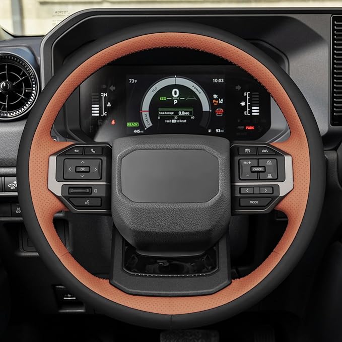 MEWANT Hand Stitch Steering Wheel Cover for Toyota Land Cruiser 2024-2026, Custom Fit DIY Wrap Interior Accessories