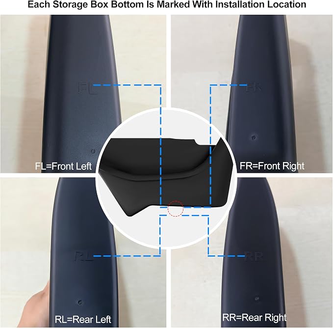 Door Pocket Liners Side Storage Box for 2025 2026 Tesla Model Y Juniper | 4PCS Front Rear Door Pocket for 2025 2026 Model Y Juniper Accessories TPE Waterproof Emergency Safety Button Design