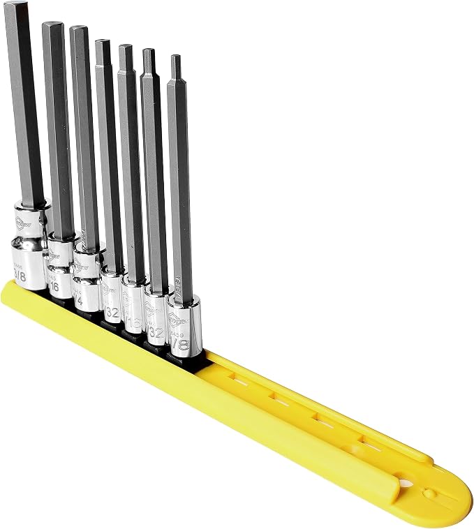 Mayhew Tools 16033 SAE Hex Insert Socket Bit Set, Chrome, 7-Piece Medium-Length