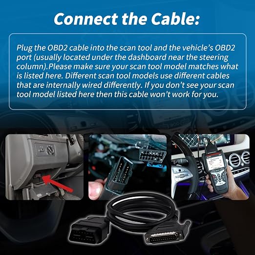 XTPTFABS OBD2 OBDII Cable Compatible with Zurich ZR11 ZR13 ZR15 Scan Tool Code Reader Scanner(Code Reader Scan Tool Part # 63807, 63806 and 56218)-Cable Total Length 5-FT