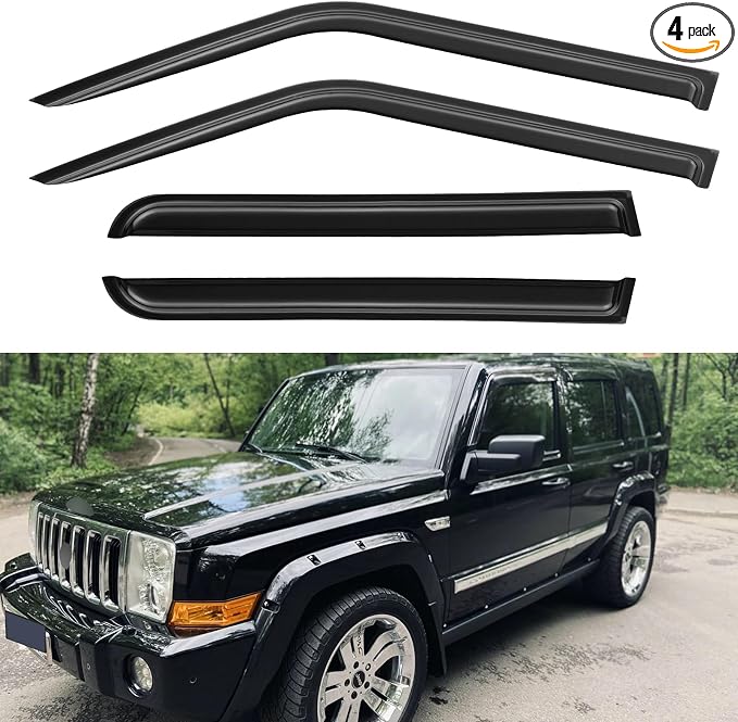 Window Visors Rain Guards for 2006-2010 Jeep Commander, Out-Channel Window Vent Wind Deflectors Visors Shades for 06-10 Jeep Commander