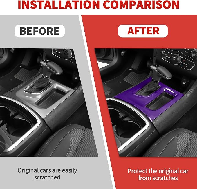 Jimen Fit for Dodge Charger 2015-2023, Center Console Dash Instrument Panel & Gear Shift Cover Trim (Purple)