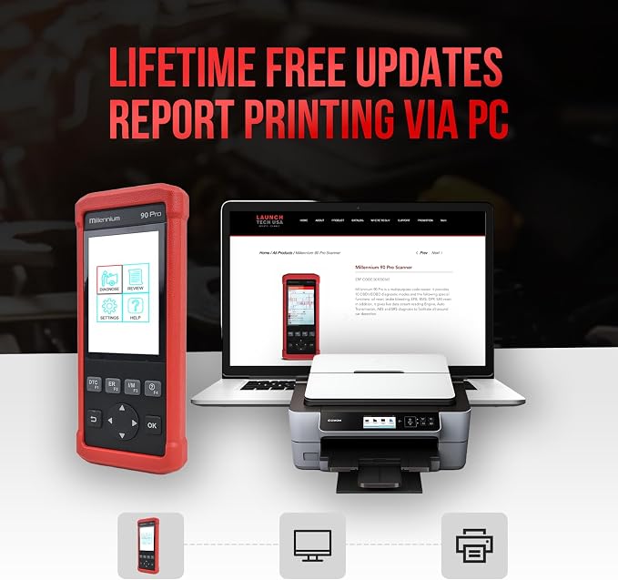 OBD2 Scanner LAUNCH Millennium 90 Pro Car Scanner, Full OBD2 Code Reader, Diagnostic Scan Tool for ABS SRS AT Engine, with Oil EPB BMS ABS Bleeding SAS Reset Service Functions, Lifetime Free Update