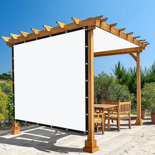 Amagenix 90% Pergola Shade Cover 10' X 24' Sun Shade Cloth with Grommets for Outdoor Garden Patio Porch, Commercial Grade 200 GSM - Cable Zip Ties Included (We Customized) GN108, White
