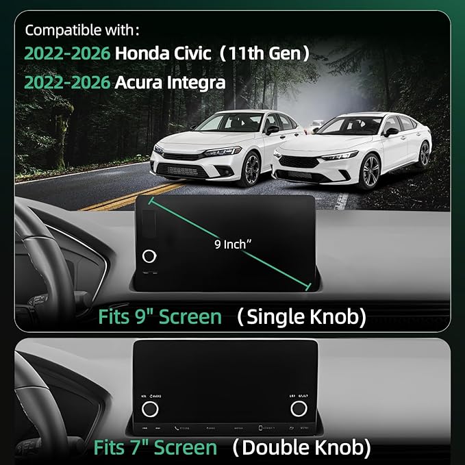 Phone Mount for Honda Civic (11th Gen,2022-2025 2026) & Acura Integra (7"/9" Screen),15W Wireless Car Charger, Magnetic Phone Holder, 360° Rotating,Hands Free,Storage Box,New Car Essentials,Car Gifts
