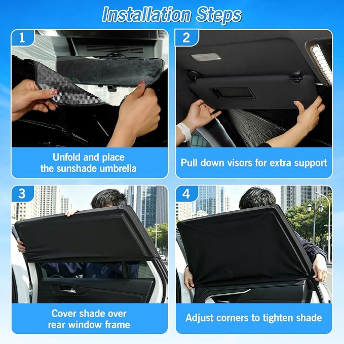KUST Windshield Sun Shade Umbrella for Toyota Tacoma Double Cab 2016 2017 2018 2019 2020 2021 2022 2023 Rear Window Shades 100% UV Protection and Blackout Privacy 5PCS Car Window Covers Accessories