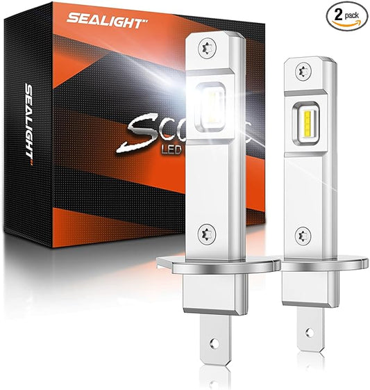 SEALIGHT H1 Fog Light, S6 H1 Light No Adapter Required No Cordless, 6500K Cool White with 15000RPM Cooling Fan, Plug-N-Play, Pack of 2