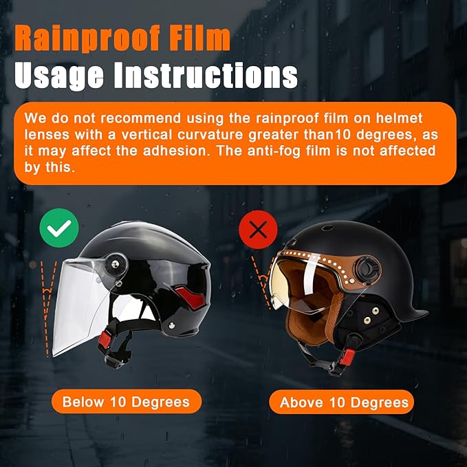 Universal Anti-Fog Film & Rainproof Film for Helmet Visor,Helmet Visor Protector Anti Fog Waterproof Sticker for Cold Mornings and Rainy Days
