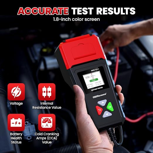 OBDResource BM550 Ultra Car Battery Tester with Printer 100-2000 CCA Load Capacity for 6V 12V 24V Batteries,Automotive Digital Battery Analyzer for Truck, Boat, RV, Marine Vehicle and More