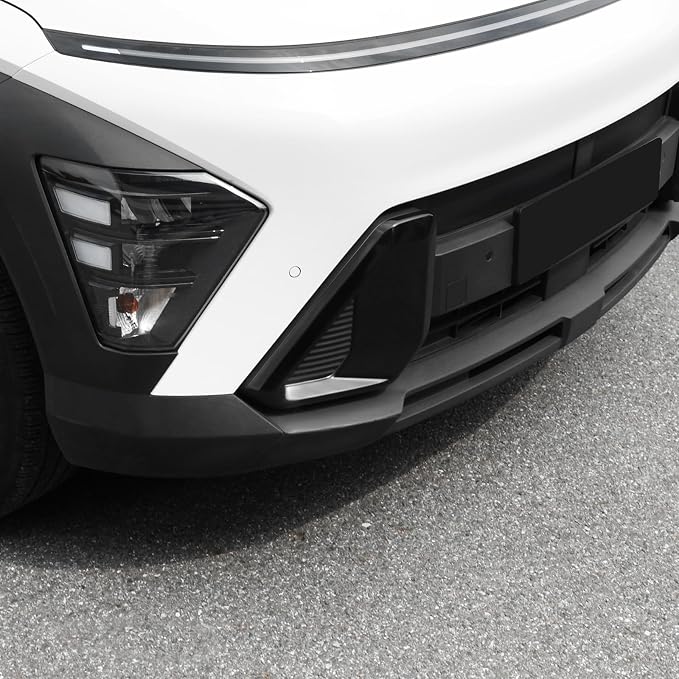 ABS Front Bumper Side Air Vent Cover Fog Light Lamp Decor Cover Front Bumper Middle Mesh Cover Compatible with Hyundai Kona 2024 2025 SX2 Accessories (Glossy Black Style)
