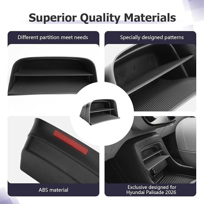 LUWU Center Console Organizer Compatible with 2026 Hyundai Palisade Calligraphy Accessories Armrest Console Organizer 2026 Palisade Front Center Under Screen Storage Tray (ONLY for 7-Seat)